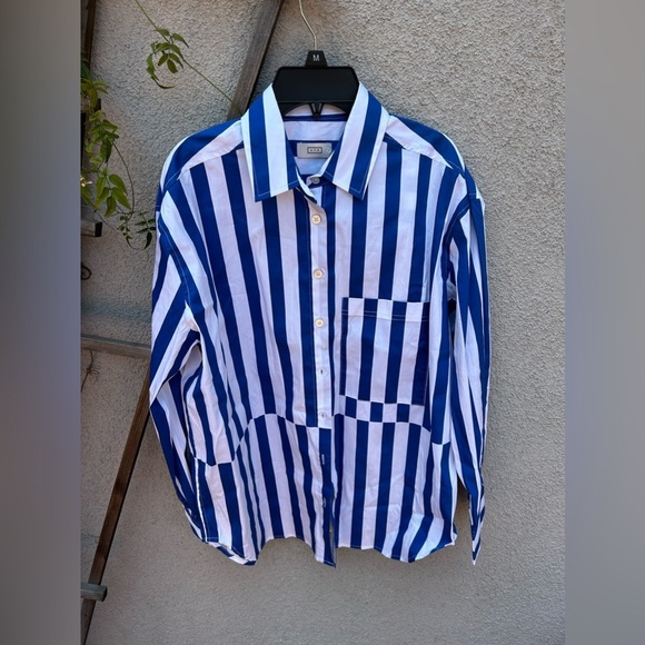 AYR The Deep End Button Down Shirt Marais Blue Regatta Stripes - Picture 4 of 10